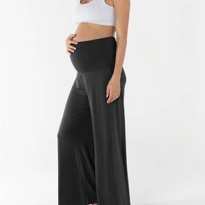 Angel Maternity Debra Wide Leg Maternity Bamboo Pants in Black Size 2XL